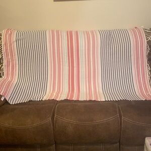 J. Jill Colorful Fringed Throw/Picnic Blanket, Size 4’ x 6’